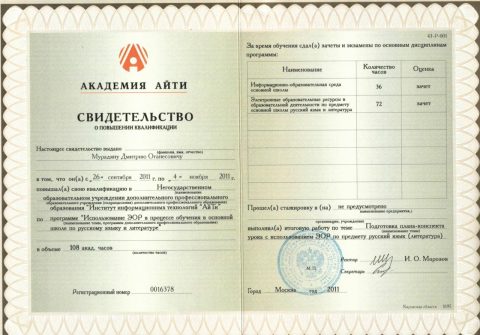 Документ преподавателя Мурадян Дмитрий Оганесович