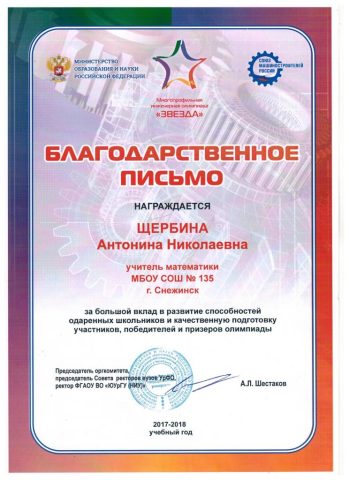 Документ преподавателя Щербина Антонина Николаевна