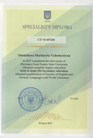 Документ преподавателя Демидова Маргарита Валентиновна