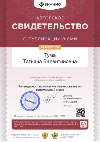 Документ преподавателя Тума Татьяна Валентиновна