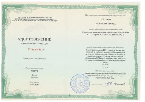 Документ преподавателя Бодунова Валерия Олеговна