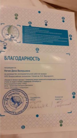 Документ преподавателя Ничик Дина Валерьевна