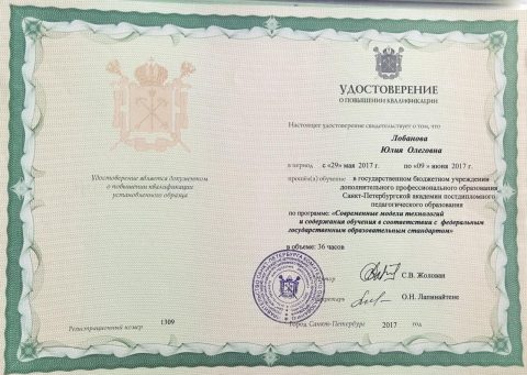 Документ преподавателя Лобанова Юлия Олеговна