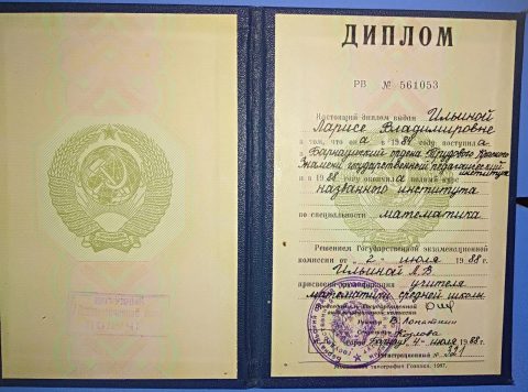 Документ преподавателя Ильина Лариса Владимировна