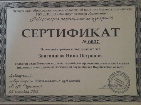 Документ преподавателя Звягинцева Нина Петровна