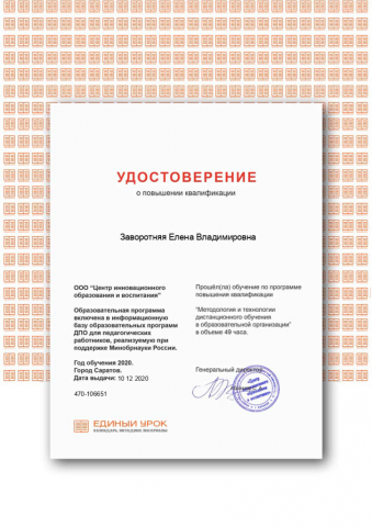 Документ преподавателя Заворотняя Елена Владимировна