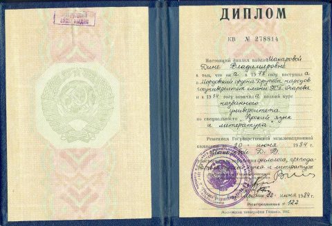 Документ преподавателя Макарова Дина Владимировна