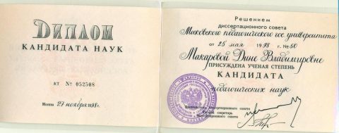 Документ преподавателя Макарова Дина Владимировна