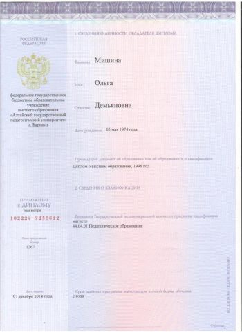 Документ преподавателя Мишина Ольга Демьяновна