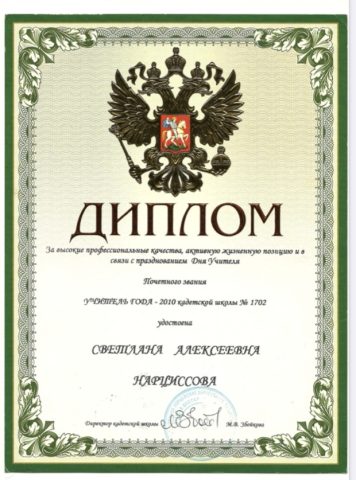 Документ преподавателя Нарциссова Светлана Алексеевна