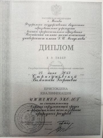 Документ преподавателя Стригуновская Валентина Георгиевна