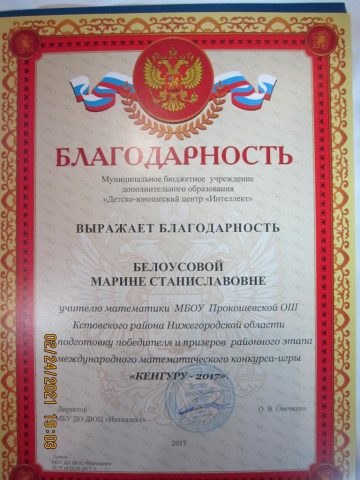 Документ преподавателя Белоусова Марина Станиславовна