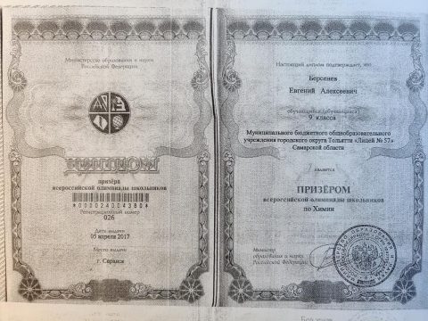 Документ преподавателя Берсенев Евгений Алексеевич