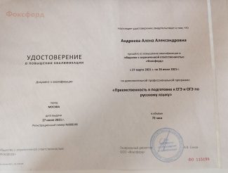 Документ преподавателя Андреева Алена Александровна
