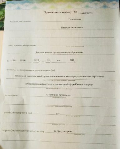 Документ преподавателя Голощапова Надежда Николаевна