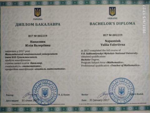 Документ преподавателя Напаснюк Юлия Валерьевна