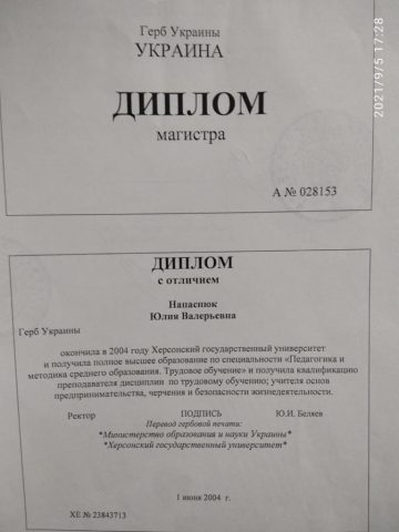Документ преподавателя Напаснюк Юлия Валерьевна