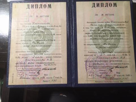 Документ преподавателя Плотникова Наталья Владимировна