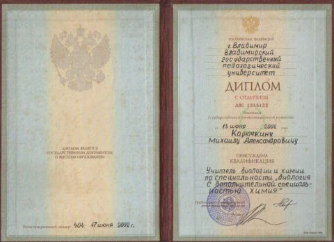 Документ преподавателя Корючкин Михаил Александрович
