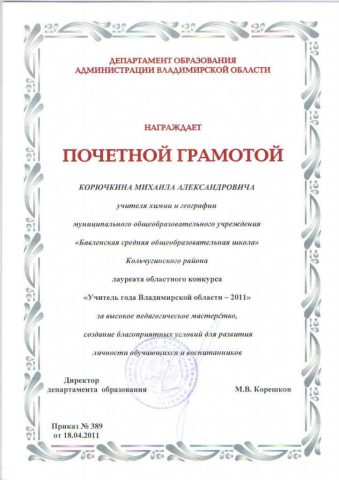 Документ преподавателя Корючкин Михаил Александрович