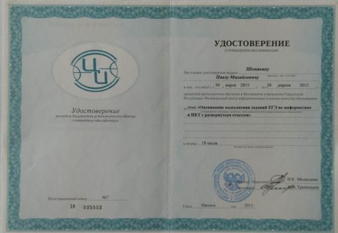Документ преподавателя Шемякин Павел Михайлович