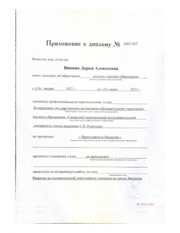 Документ преподавателя Винник Дарья Алексеевна