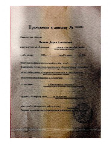 Документ преподавателя Винник Дарья Алексеевна