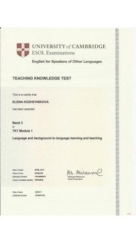 Документ преподавателя Кожевникова Елена Сергеевна