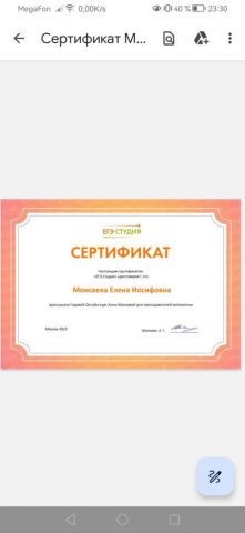 Документ преподавателя Моисеева Елена Иосифовна