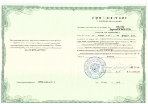 Документ преподавателя Орлова Вероника Олеговна