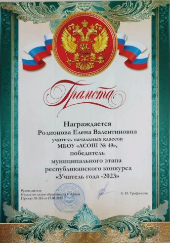Документ преподавателя Родионова Елена Валентиновна