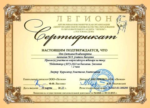 Документ преподавателя Дон Светлана Владимировна