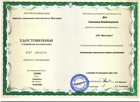 Документ преподавателя Дон Светлана Владимировна
