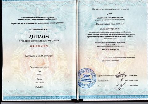 Документ преподавателя Дон Светлана Владимировна