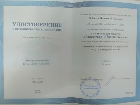 Документ преподавателя Боброва Марина Васильевна