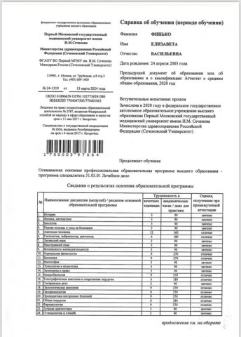 Документ преподавателя Финько Елизавета Васильевна