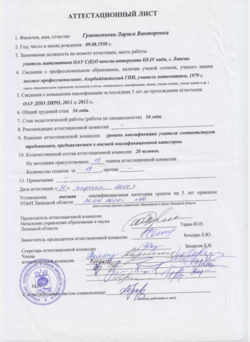 Документ преподавателя Гравшенкова Лариса Викторовна