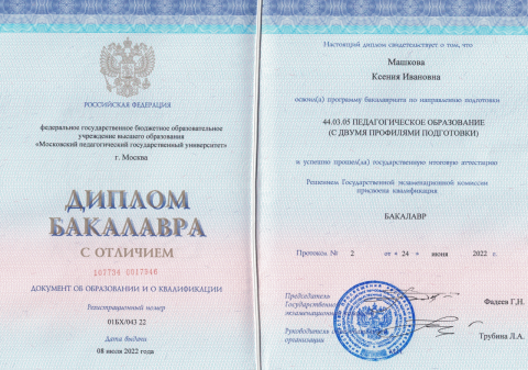 Документ преподавателя Машкова Ксения Ивановна