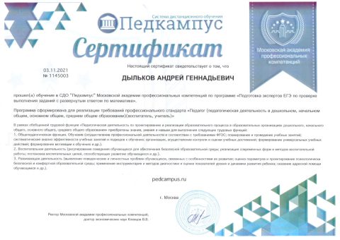 Документ преподавателя Дыльков Андрей Геннадьевич