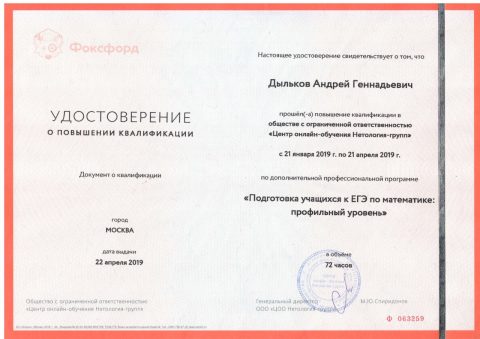 Документ преподавателя Дыльков Андрей Геннадьевич