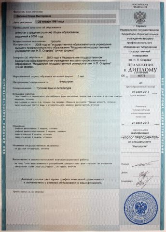 Документ преподавателя Волгина Елена Викторовна