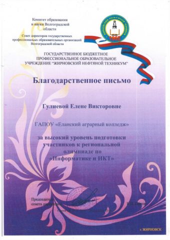 Документ преподавателя Гулиева Елена Викторовна