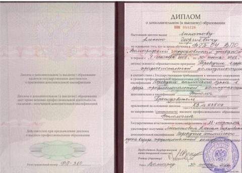 Документ преподавателя Липатов Алексей Георгиевич