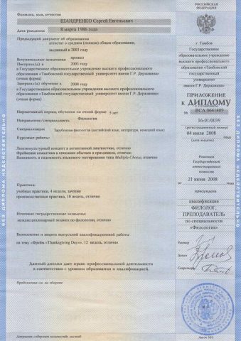 Документ преподавателя Шандренко Сергей Евгеньевич