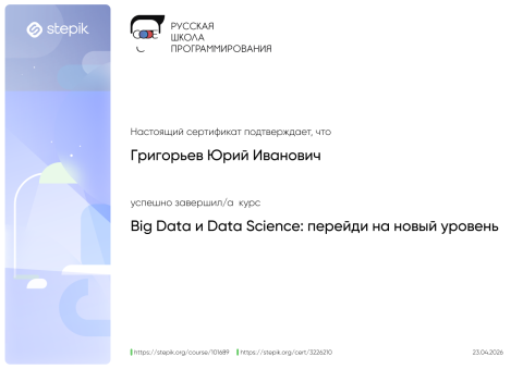 Документ преподавателя Григорьев Юрий Иванович