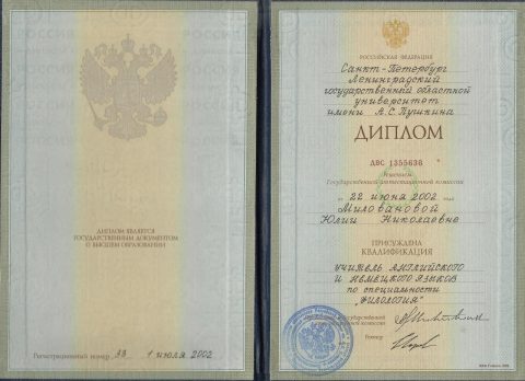 Документ преподавателя Антонова  Юлия Николаевна