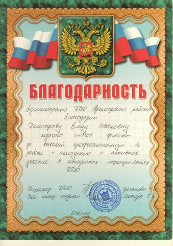 Документ преподавателя Димитрова Елена  Ивановна