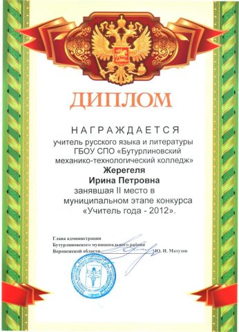 Документ преподавателя Жерегеля Ирина Петровна