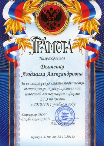 Документ преподавателя Дьяченко Людмила Александровна