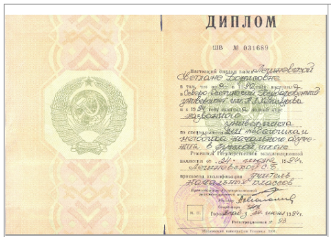 Документ преподавателя Лешневская Светлана Борисовна